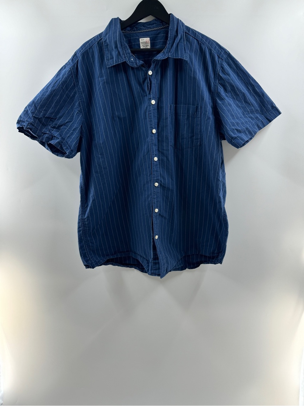 Y2K Old Navy Royal Blue Pinstripe Button Down Shirt Men's XL 100% Cotton